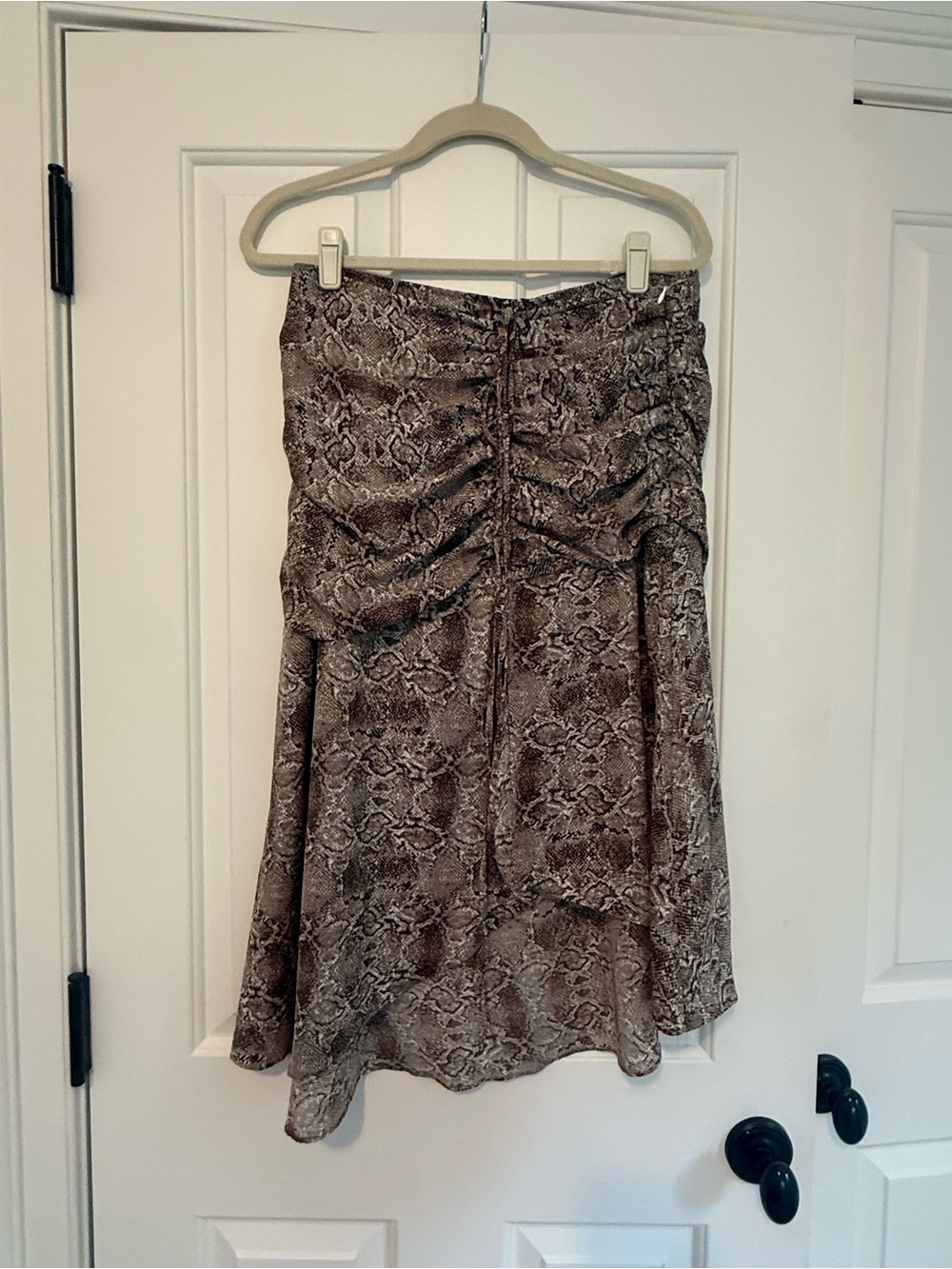Walter Baker Ruched Snake Print Midi Skirt - Brown